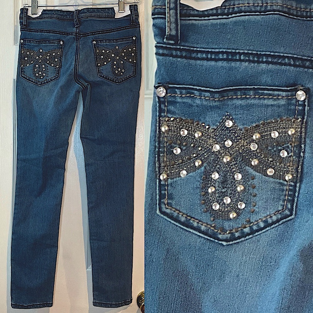 New Mudd JEANS Girls 14 Embellished‎ Y2K Skinny Low Rise Bedazzled Rhinestones